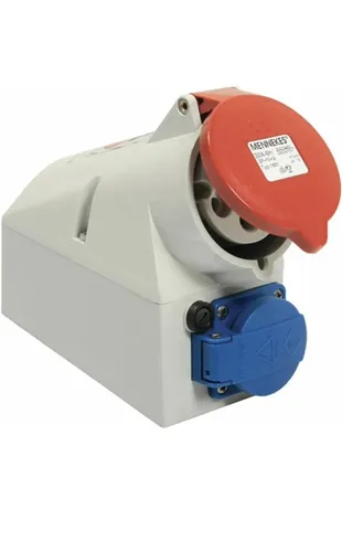 CEE-Wanddose 32 A 400 V Stecker, IP44 - Robuste CEE-Wanddose für sichere Stromversorgung im Außenbereich, ideal für Baustellen und Veranstaltungen.