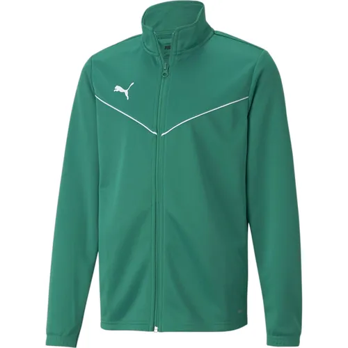 PUMA Herren Teamrise Training Poly Jacket Sweatshirt, Grün - Sportliche Laufjacke mit normaler Passform, Stehkragen und durchgehendem Reißverschluss. Ideal für Training und Freizeit, sorgt für optimalen Komfort und Bewegungsfreiheit.