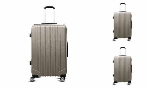 Koffer L Platin ABS Trolley 57x37x23cm – Vertical Line mit Zahlenschloss