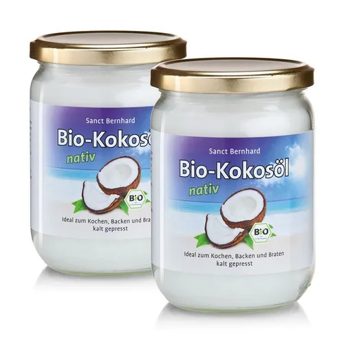 Bio-Kokosöl kalt gepresst & nativ | 2x500ml | flüssig ab ~25°C | Braten & Backen