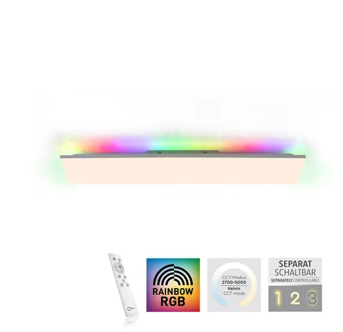 CONRAD LED Deckenleuchte dimmbar mit RGB und IR-Fernbedienung - Lampen mit einzigartigem Multicolor Farbspiel, dimmbar von warmweiß bis tageslichtweiß, ideal für individuelle Wohnraumgestaltung.