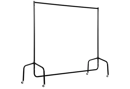 Homcom Kleiderständer Schwarz, Metall 60x170 cm - Moderne Garderobe mit stabilem Metallrahmen, bis 140 kg belastbar und 360°-Rollen für flexible Positionierung. Ideal für Jacken, Mäntel und mehr.