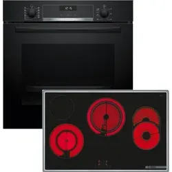 Herdset groß AutoClean Ecoclean mit 80 cm Glaskeramik Kochfeld HBD632LS82