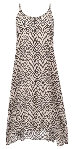 Luftiges Sommerkleid - Schwarz/Weiß - Kleider für Frauen, ideal für Frühling und Sommer, aus 100 % Baumwolle mit einzigartigem Blockdruck und fair gehandelt in Indien.