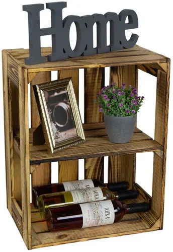 Kistenkolli Altes Land Allzweckkiste Regalkiste Gerda geflammt Quer Abageregal Nachttisch Weinkiste mit (Spar-Set, 1er Set)