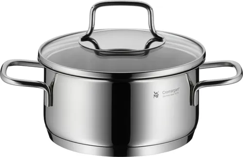 WMF Astoria Topfset Induktion 5-teilig - Kochtopf Set aus poliertem Cromargan Edelstahl, ideal für alle Herdarten, mit optimaler Wärmeverteilung für energieeffizientes Kochen und praktischen Glasdeckeln zur Garüberwachung.