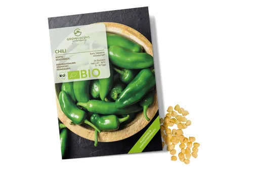 Growgreens Gemüsesamen BIO Chili Samen (Early Jalapeno, 5.000 Scoville) - Saatgut (10 Korn), Chili