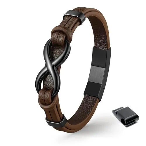 Produktbild UNIQAL Herren Lederarmband mit Edelstahl-Infinity Symbol – Stilvolles Unisex-Geschenk in Braun