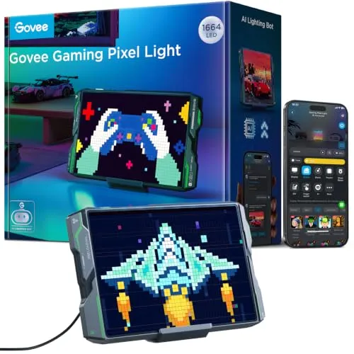 Govee Pixel Licht Gaming Rechteck, 52x32 | AI Generative Lighting KI generierte Beleuchtung mit AI Lighting Bot 2.0 RGBIC Pixel Art LED Panel, DIY-Funktion