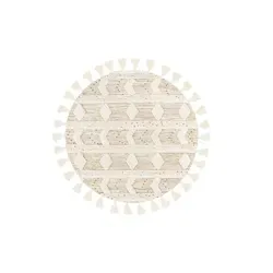 me gusta Wollteppich Bohist 425, rund, Beige - Hochwertiger Boho-Wollteppich, handgewebt mit einer strapazierfähigen Hoch-Tief-Struktur, ideal für dein Wohnzimmer.