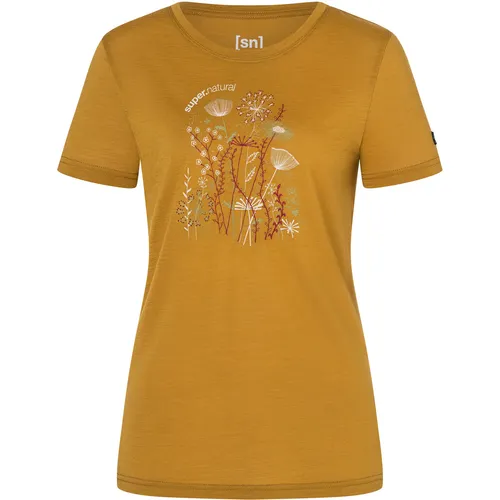 Super.Natural W Rock Flowers Tee - Damen Merino T-Shirt XL - Das W Rock Flowers Tee von Super.Natural vereint Stil und Komfort. Aus innovativer Merino-Mischung gefertigt, bietet es Atmungsaktivität und UV-Schutz. Ideal für Freizeit, Sport und Alltag.