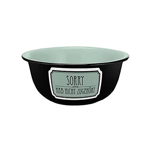 Müslischale Sorry Emaille-Optik 600ml in grün von Gedalabels