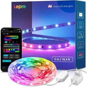 Lepro LED-Streifen S1 Smart KI, dimmbar, weiß + RGB, für innen, 230 V, selbstklebend, App-fähig, 5 m