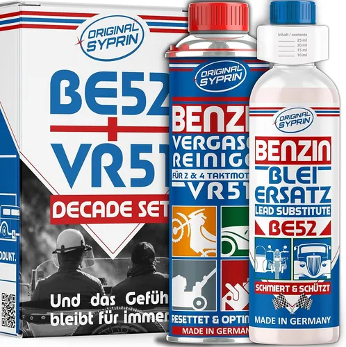 Syprin Bleiersatz & Vergaserreiniger SET für Motorräder - Premium-Qualität für 2 & 4 Takt Motoren, sorgt für optimale Leistung und Reinheit des Vergasers. Ideal für den professionellen Einsatz in der Motorradpflege.