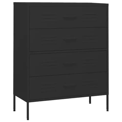 vidaXL Kommode Schwarz 80x35x101,5 cm aus Stahl