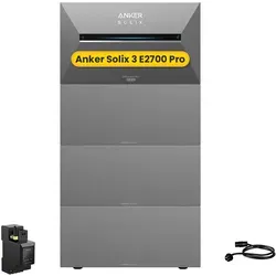 Anker SOLIX Solarbank 3 E2700 Pro - Powerstation mit 2,7 kWh Kapazität und 3600 W Eingangsleistung, modular erweiterbar auf 16 kWh. Ideal für nachhaltige Energieversorgung unterwegs.