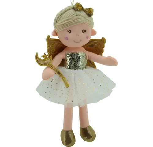 Sweety-Toys Stoffpuppe Sweety Toys 11742 Stoffpuppe Fee Puppe Prinzessin 30 cm Gold