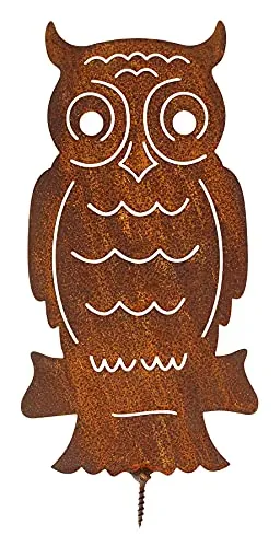 Manufaktur Lichtbogen Rost Gartenfigur Eule zum Einschrauben