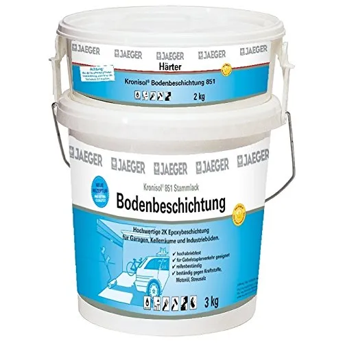 Jaeger Kronisol 2K Bodenlack für Garagenböden - Hochwertiger Zweikomponenten-Bodenlack für stark strapazierte Flächen, reifenfest und wasserverdünnbar. Ideal für Garagenböden mit seidenglänzendem Finish.
