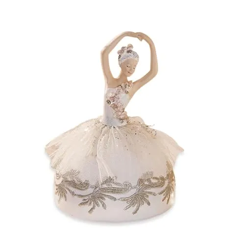 Loberon Spieluhr Malinka - Antikweiß/Antikgold, handgefertigt mit nostalgischem Flair und zartem Tüll, ideal für romantische Kinderzimmer