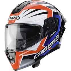 Caberg Drift Evo MR55 Helm, weiss-rot-blau, Größe M - Motorradhelm mit kratzfestem Visier und integrierter Sonnenblende für optimalen Schutz und Komfort beim Fahren.