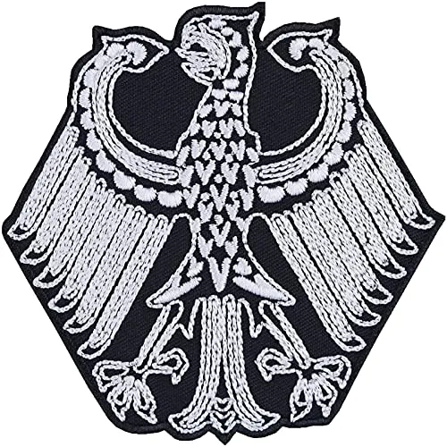 Deutschland Aufnäher Deutscher Adler Aufbügler zum annähen/aufbügeln | Eagle Patch Germany Biker Bundesadler Abzeichen Deutsch-Rock Fan Applikation für alle Stoffe | 85x85mm