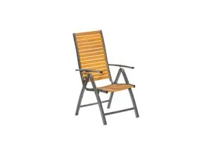 Merxx Santorin Klappsessel - Gartenstuhl mit 5-fach verstellbarer Rückenlehne, robustes Aluminiumgestell und edles Akazienholz für höchsten Komfort und Langlebigkeit.