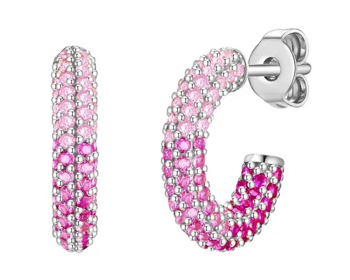 Glanzstücke München Damen Creolen 925/- Sterling Silber - Ohrringe für Damen aus rhodiniertem Sterlingsilber mit funkelndem Zirkonia in Rosè- und Pink-Tönen – der perfekte Eyecatcher für glamouröse Akzente zu jedem Outfit.