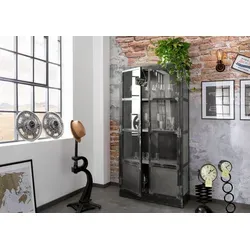 Vitrine Mango 92x40x185 grau lackiert von Massivholzmöbel24