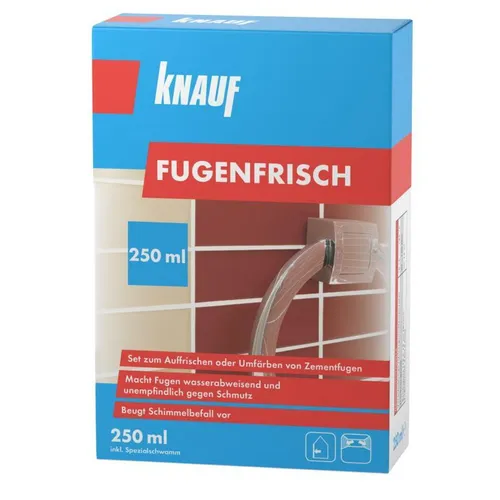 Knauf Fugen-Frisch zur Farb-Auffrischung alter Fugen – Spezialanstrich zum Auffrischen oder Färben verblasster Zement-Fugen: der Spezial-Reiniger beugt Schimmelpilz-Befall vor, Weiß, 250-ml