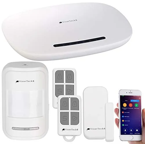 VisorTech Kabellose Alarmanlage: GSM-Alarmanlage mit Funk- & Handynetz-Anbindung, App für Android & iOS (Handy App, GSM Alarm System, Überwachungskamera Set)