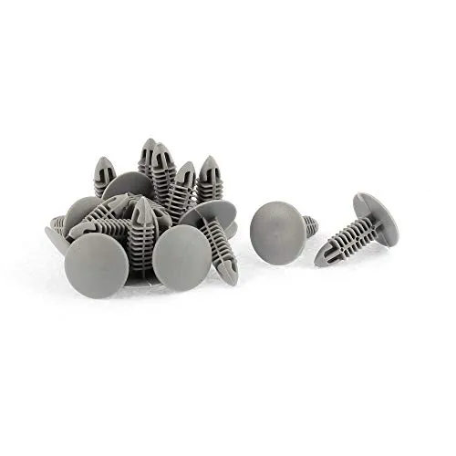 sourcing map 15 Stücke Befestigung Niet Kunststoff Türverkleidung Klammern Stoßstangen Trim Matte Clip 6mm x 6.5mm Loch Grau