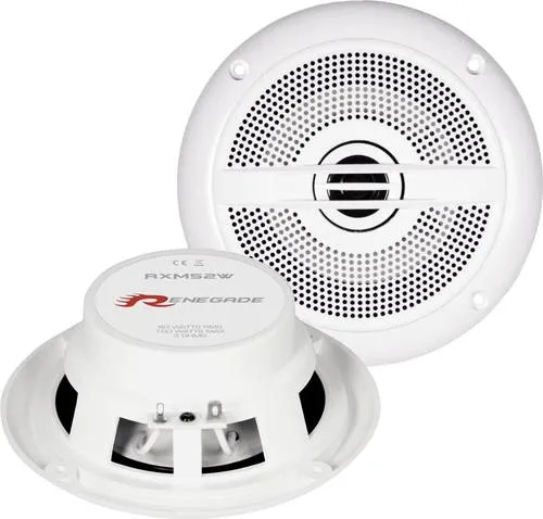 Renegade RXM52W Marine-Lautsprecher - Car-HiFi-Lautsprecher, spritzwassergeschützt und mit einer Spitzenbelastbarkeit von 160 W, ideal für den Einsatz auf Booten und im Freien.