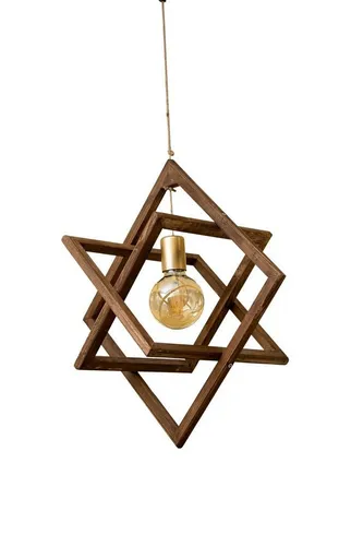 Opviq Kronleuchter 50% SOLID WOOD / 50% JUTE, 36 x 36 cm E1107