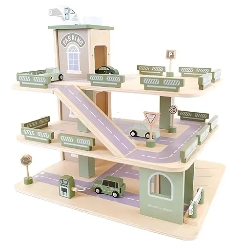 Bandits & Angels Holzspielzeuggarage mit Aufzug