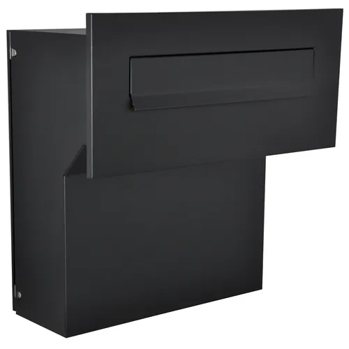 Mauerdurchwurf Briefkasten Schwarz Matt RAL9017 XXL 190-260 mm