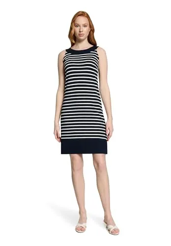 Betty Barclay Damen Sommerkleid ohne Arm 44, Dunkelblau/Weiß - Ärmelloses Sommerkleid von Betty Barclay mit modischem Streifenmuster. Der taillierte Schnitt bietet Komfort und eine schmeichelhafte Silhouette – ideal für lässige Freizeitlooks.