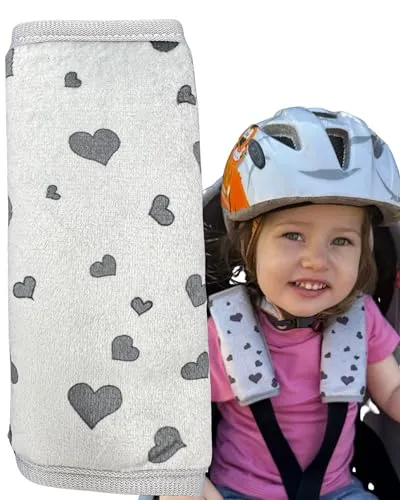 HECKBO 2x Baby Kinderwagen Trageschale Gurtschutz mit Herzen Herz - Sicherheitsgurt Schulterpolster Schulterkissen Gurtschoner Autositze Gurtpolster für Kinder, Jungen, Jungs, Mädchen, Babys