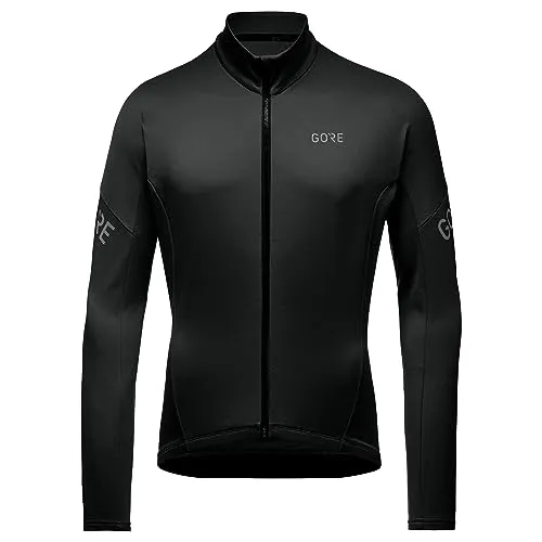 GOREWEAR C3 Thermo Trikot Herren - Warmes Fahrradtrikot in Schwarz, Größe L - Kleidung für Radfahrer, bietet hervorragende Wärmeisolierung und praktischen Stauraum mit 3 Rückentaschen und einer Reißverschlusstasche.