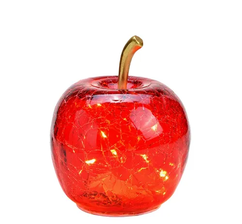 Dekoleuchte Apfel (XS) - Rote Glas Tischlampe mit LED Lichterkette - Stimmungsvolle Tischlampe in Apfelform aus Glas, ideal für gemütliche Abende. Die integrierte LED Lichterkette sorgt für ein warmes Licht.