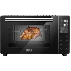 CASO TO26 Design Backofen - Kompakter Mini-Backofen mit Heißluft und Drehspieß - Kompakter Design Backofen mit 26 Litern, ideal für knusprige Hähnchen und Pizzas. Inklusive Pizzastein und 5-fach Funktionen für energieeffizientes Kochen.