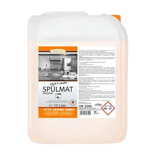 Lorito Frisch & Sauber Spülmat Maschinenspülmittel 10 Liter - Geschirrspülmittel, chlorfrei und hochwirksam für strahlend sauberes Geschirr ohne Rückstände – ideal für gastronomische Betriebe.