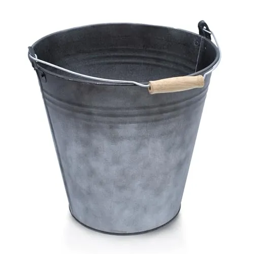 Deko Zinkeimer mit Holzgriff anthrazit - 10 L - Metall Eimer zum Bepflanzen oder transportieren - Asche Eimer Pflanzkübel Blumenkübel Eiskübel Sektkühler Eiseimer