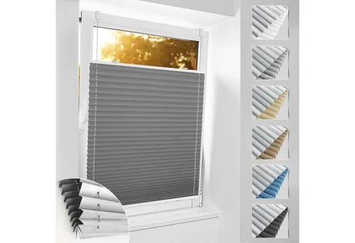 LuxusKollektion Plissee Plissee Verdunkelung Klemmfix ohne Bohren 85x140 B85 x H140 cm Grau