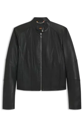 BOSS C_Saleste1 - Eleganter Mantel aus 100% Lammleder, ideal für stilvolle Auftritte und vielseitige Kombinationen.