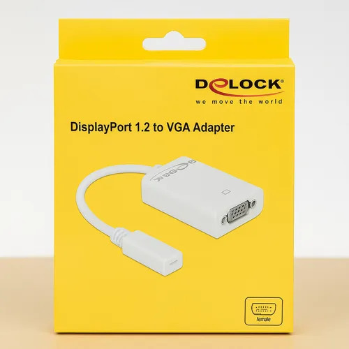 Delock DisplayPort 1.2 auf VGA Adapter – Weiß – Aktiv – Für Monitor, Beamer & Pr