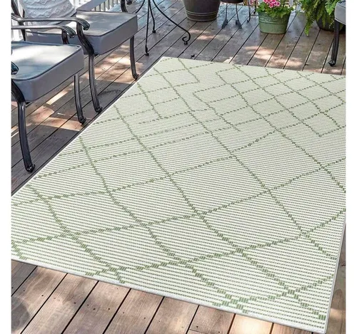 Carpet City Outdoorteppich PALM3526, rechteckig, Höhe: 5 mm, Wetterfest & UV-beständig, für Balkon, Terrasse, Küche, flach gewebt