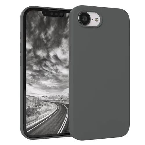 EAZY CASE Premium Silikon Hülle für iPhone 16e - Handyhülle, Stoßfest, Schutzhülle mit Kameraschutz, Kratzfester weicher Mikrofaser-Innenfutter, Slim Liquid Silikon Cover Case Bumper - Dunkelgrau Grau