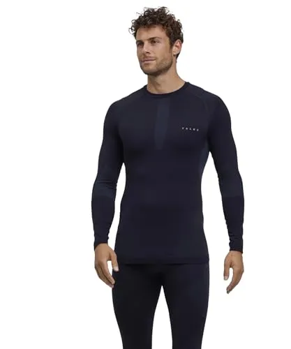 FALKE Herren Baselayer-Shirt Warm Round Neck M L/s - Funktionsunterwäsche aus recyceltem Material, schnelltrocknend und ideal für Outdooraktivitäten. Mit Wärmezonen und Flexzonen für optimale Bewegungsfreiheit und Komfort.