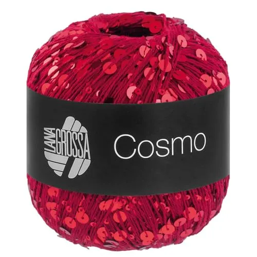 LANA GROSSA Cosmo | Beilaufgarn aus Baumwolle mit großen und kleinen Pailletten | Handstrickgarn aus 100% Baumwolle | 100g Wolle zum Stricken & Häkeln | 260m GarnFB 16